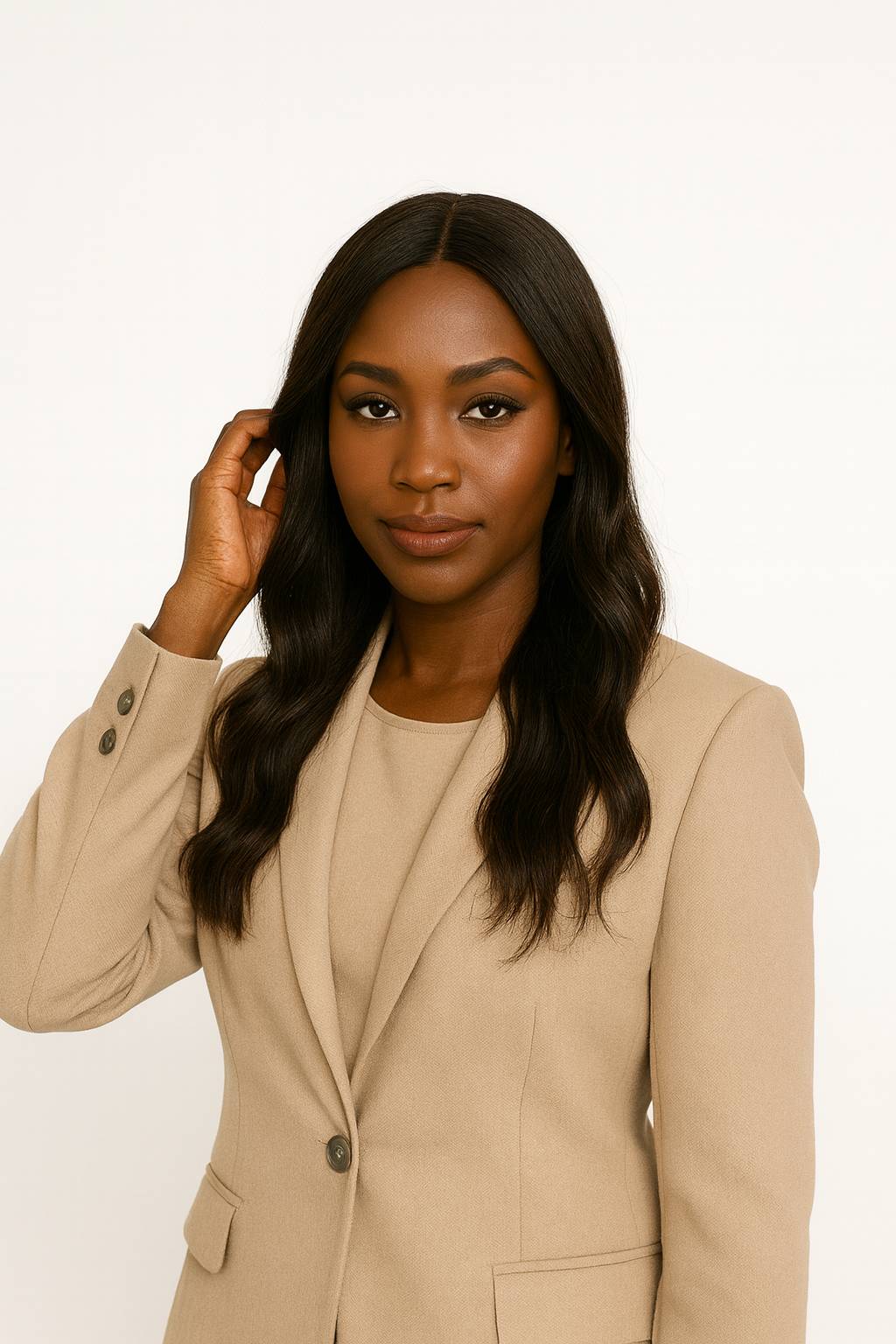 Model wearing 19" Gracy