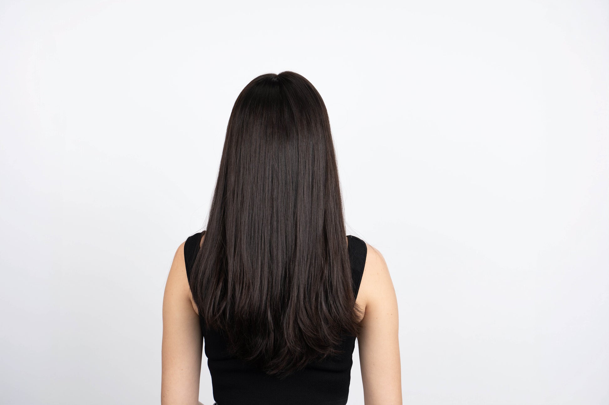 Model wearing 19" Straight Yuliya