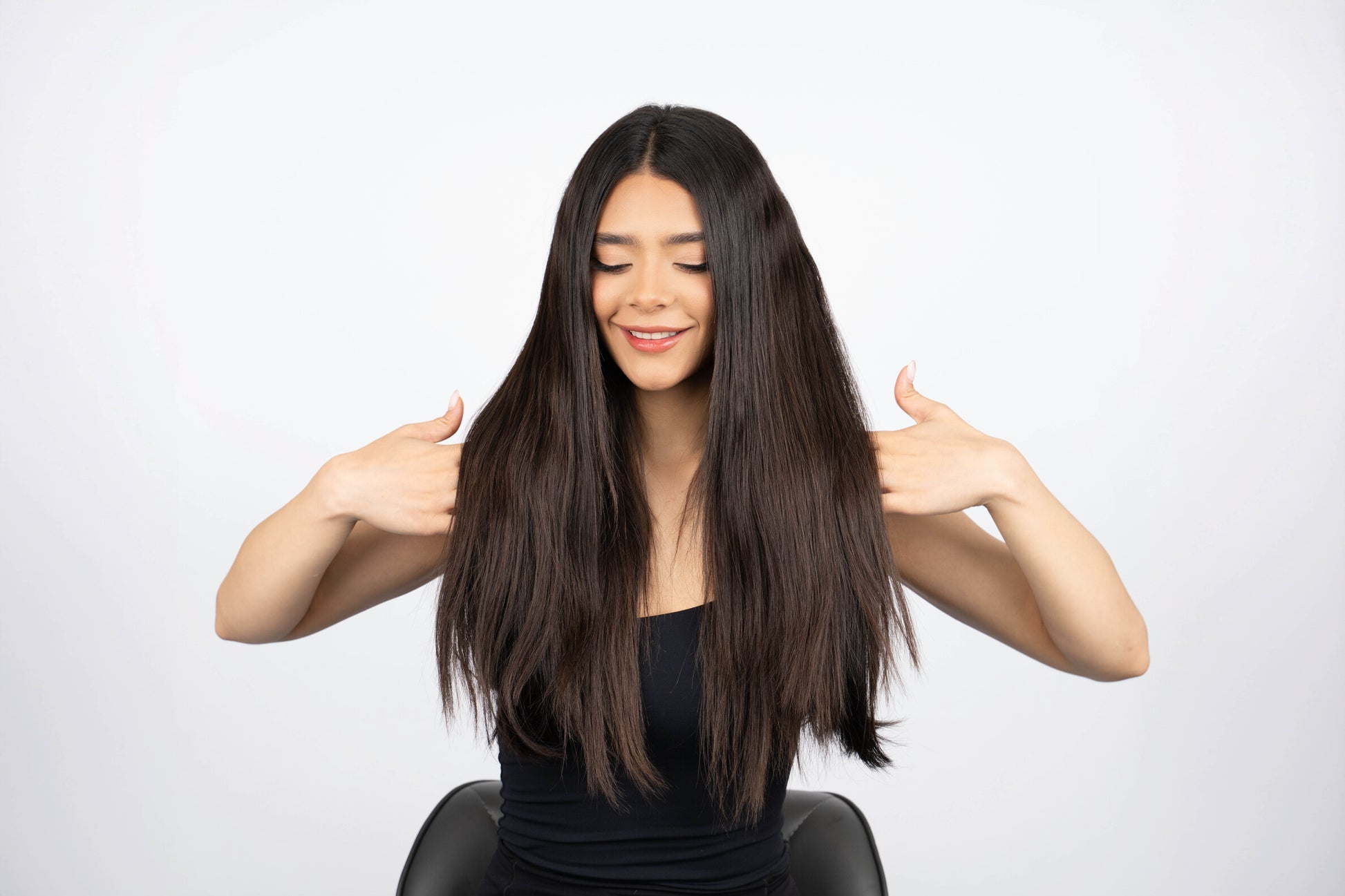 model is wearing a 21 straight cecilia extension